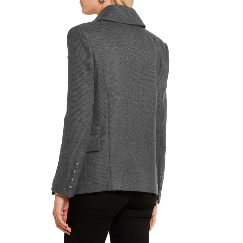 Pierre Balmain Grey Double Breasted Twill Coat 38 - Picture 3 of 14